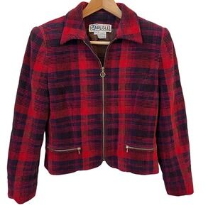 Vintage Carlisle Plaid Velvet Cropped Jacket 4 Twee 90s Maximalist Cotton Wool
